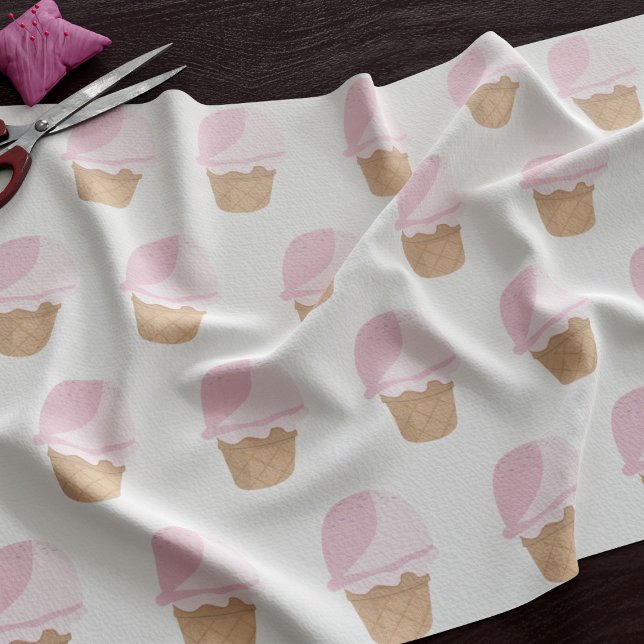 Tela de crema de helado de fresa rosada (Cute and summery pink ice cream pattern fabric just for you)