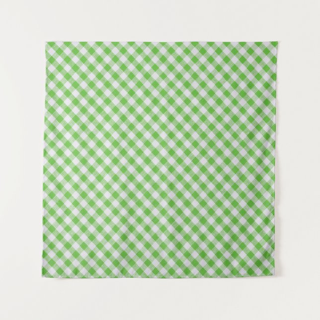 Tela de cuadros verdes, textura de manteles (Anverso)