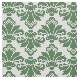 Tela de Damasco Antiguo PH&D Verde oscuro/Blanco