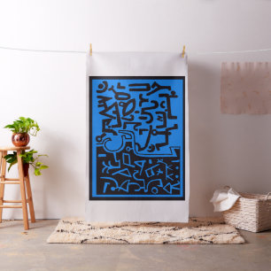 Tela de diseñador azul rica contemporánea