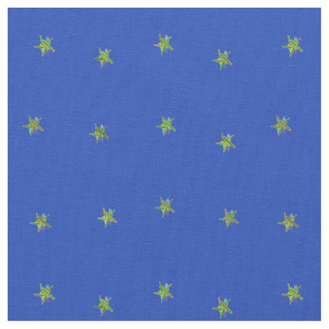 Tela de estrellas azules y amarillas (De cerca)