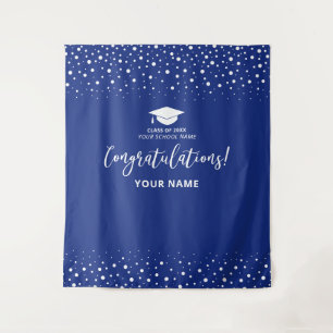 Tela de Felicitación de Graduación Azul Real con C