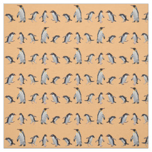 Tela de fiesta de pingüinos (naranja)