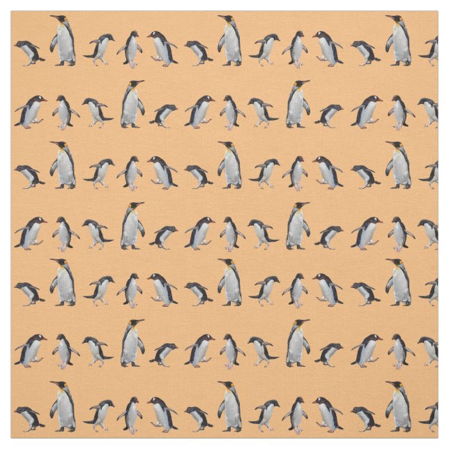 Tela de fiesta de pingüinos (naranja) (Retal)