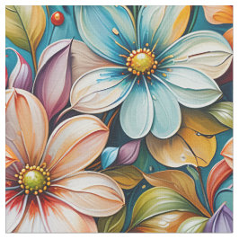 Tela de Flor Brillante | Floral Botánico Colorido