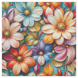 Tela de Flor Brillante | Floral Botánico Colorido