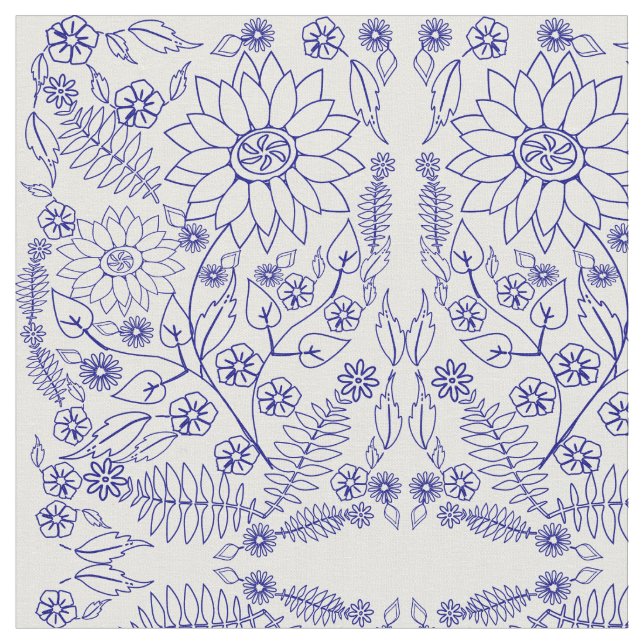 Tela de flor de Doodle Azul (De cerca)