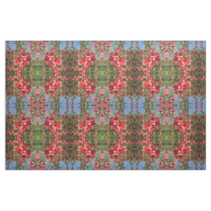 tela de flor de primavera roja, textil colorido de