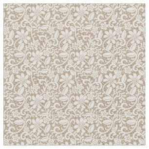 Tela de flores beige de abertura y encaje