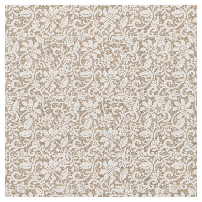 Tela de flores beige de abertura y encaje (De cerca)