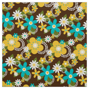 tela de flores retro 60s 70s x1