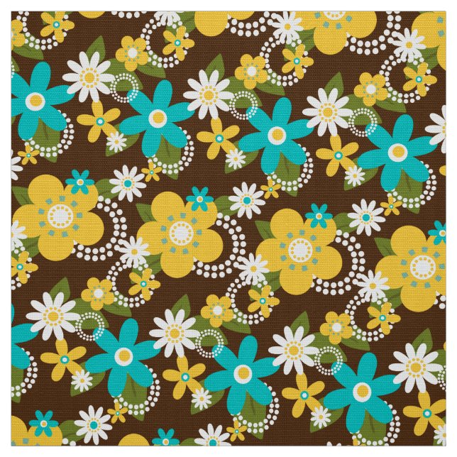 tela de flores retro 60s 70s x1 (Retal)