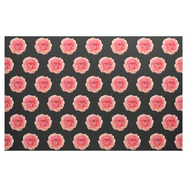 Tela de flores rosadas, negro ("Cuarto gordo" (fat quarter))