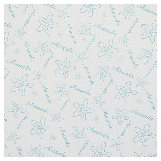 tela de fondo blanco Starfish aqua (Retal)