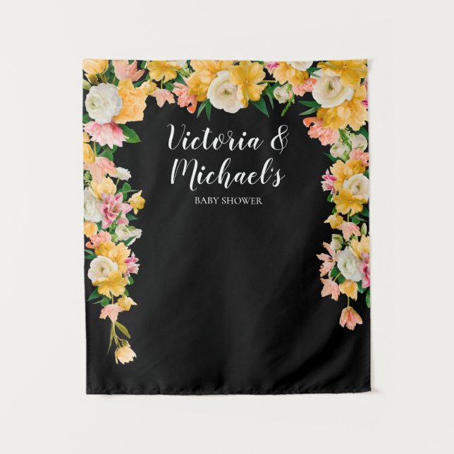 Tela de fondo floral audaz y brillante para desped (Anverso)