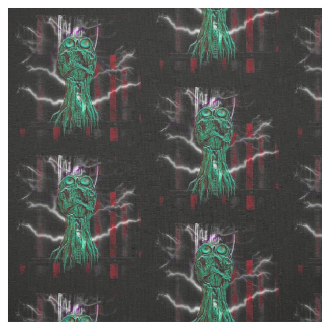 Tela de Gótico Cyber Scream Skulls (Retal)