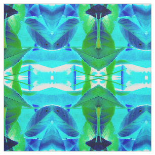 Tela de Hojas Aqua Azules