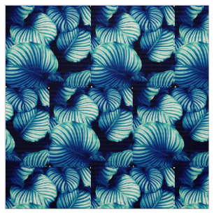 Tela de hojas tropicales azul grande