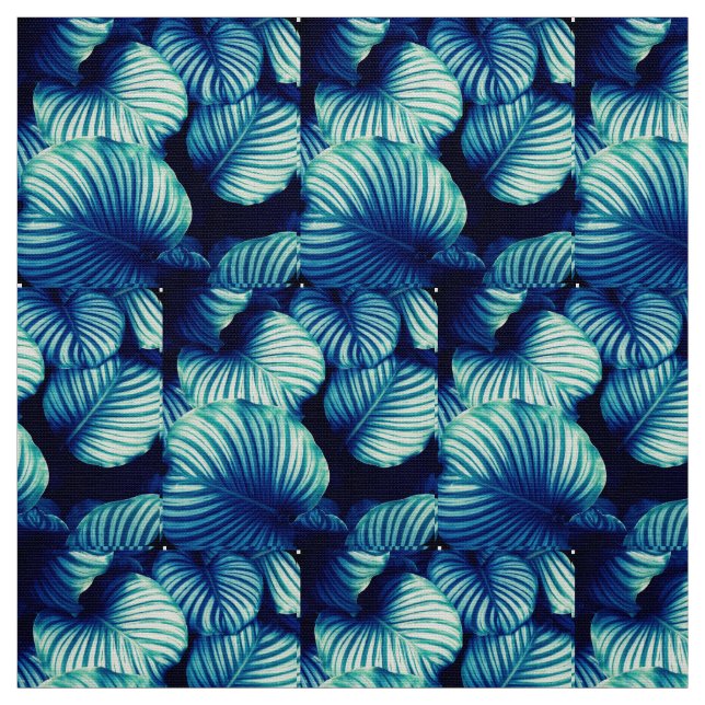Tela de hojas tropicales azul grande (Retal)