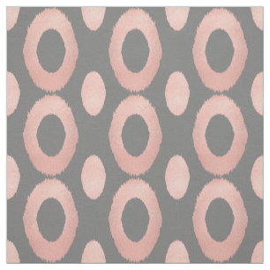 Tela de Ikat Geométrico Gris y Rosa Dorado
