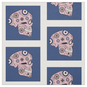 tela de impresión de cráneo de azúcar rosa