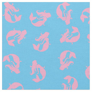 Tela de impresión de Sirena rosa y azul claro