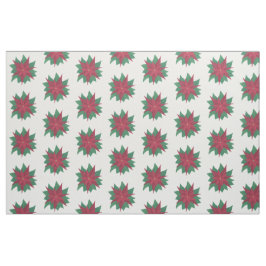 Tela de los Navidades de la Poinsettias Verde Roja