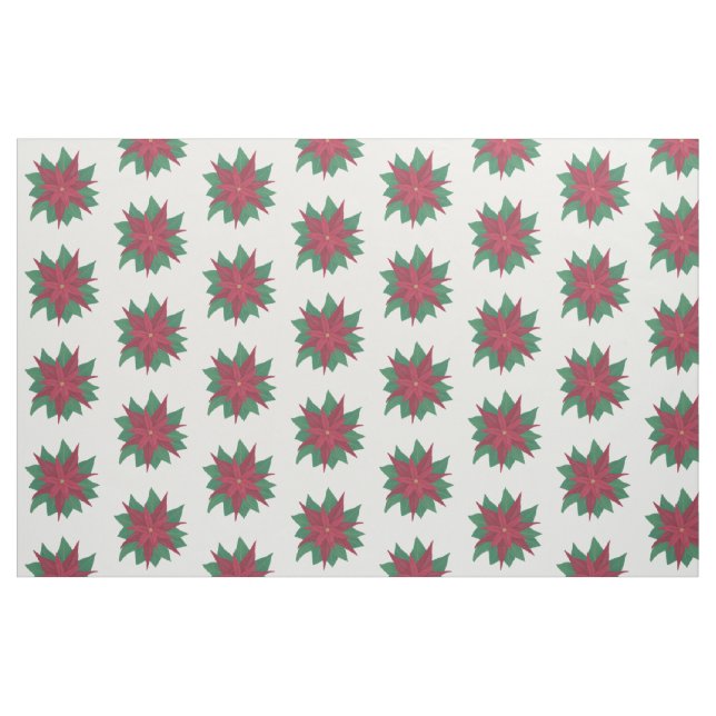 Tela de los Navidades de la Poinsettias Verde Roja ("Cuarto gordo" (fat quarter))