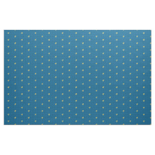 Tela de lunares azules con acento dorado