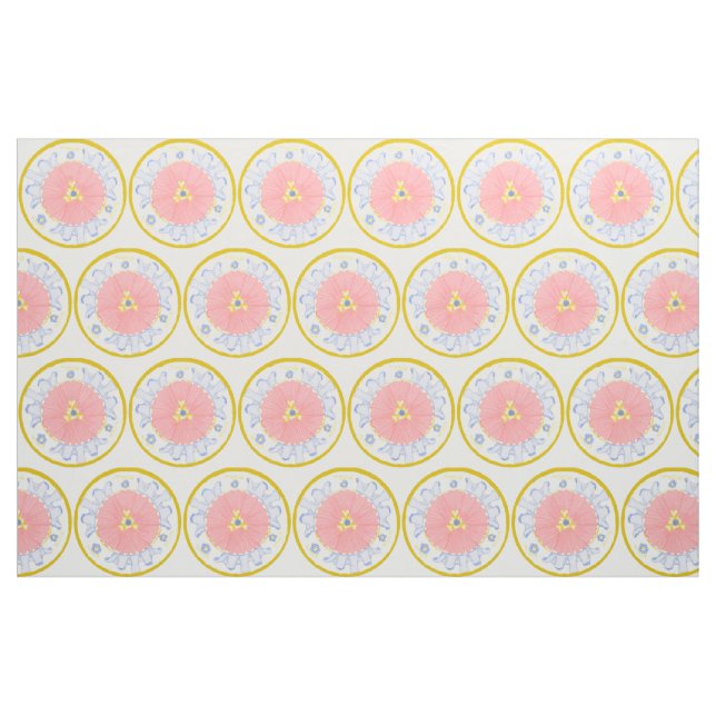 tela de Medallón de Flores de Pasión Ligera ("Cuarto gordo" (fat quarter))
