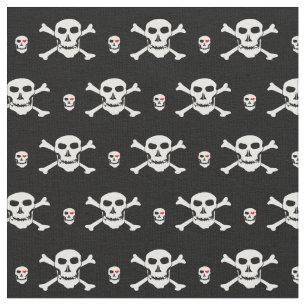 Tela de moda de cráneo y corazón - Piratas / Hallo