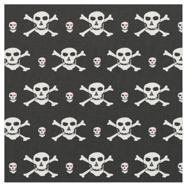 Tela de moda de cráneo y corazón - Piratas / Hallo (De cerca)