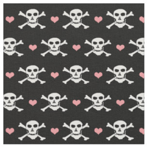 Tela de moda de cráneo y corazón - Piratas / Hallo