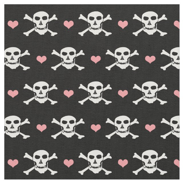 Tela de moda de cráneo y corazón - Piratas / Hallo (De cerca)