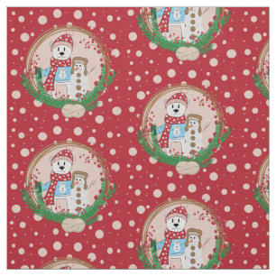 Tela de Navidades de oso polar y snowman