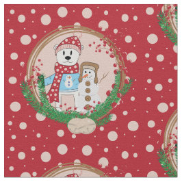 Tela de Navidades de oso polar y snowman