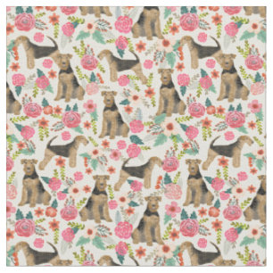 Tela de papel floral Airedale Terrier