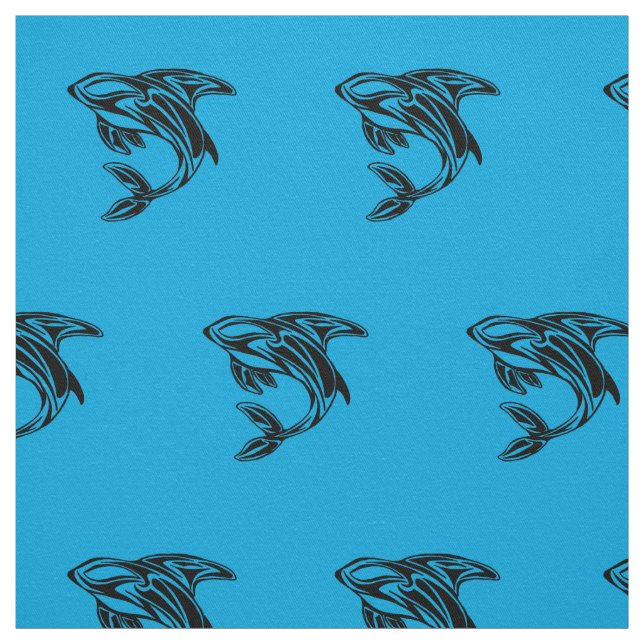 Tela de patrón azul de ballena orca (Retal)