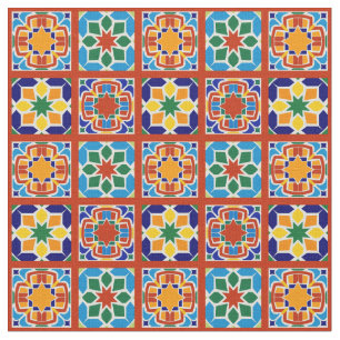 Tela de patrón de azulejo marroquí para acolchado 