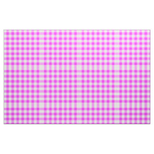 Tela de patrón de bloques de Gingham blanco y rosa
