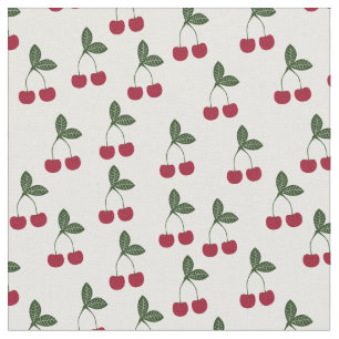 Tela de patrón de cerezas rojas