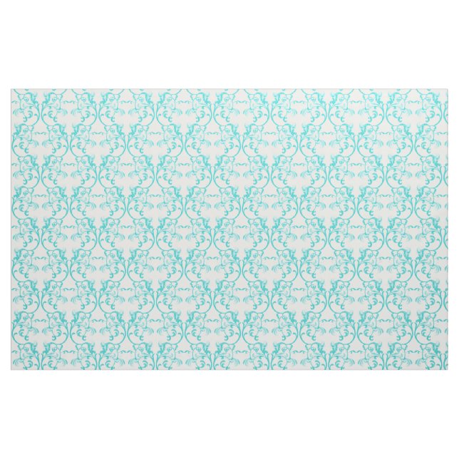 Tela de patrón de Damasco parisino Aqua ("Cuarto gordo" (fat quarter))