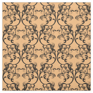 Tela de patrón de Damasco parisino de Ebony Coral