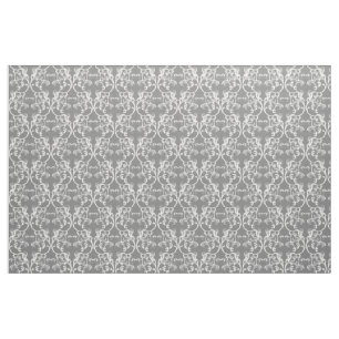 Tela de patrón de Damasco parisino gris blanco