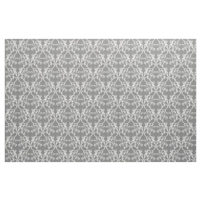 Tela de patrón de Damasco parisino gris blanco ("Cuarto gordo" (fat quarter))