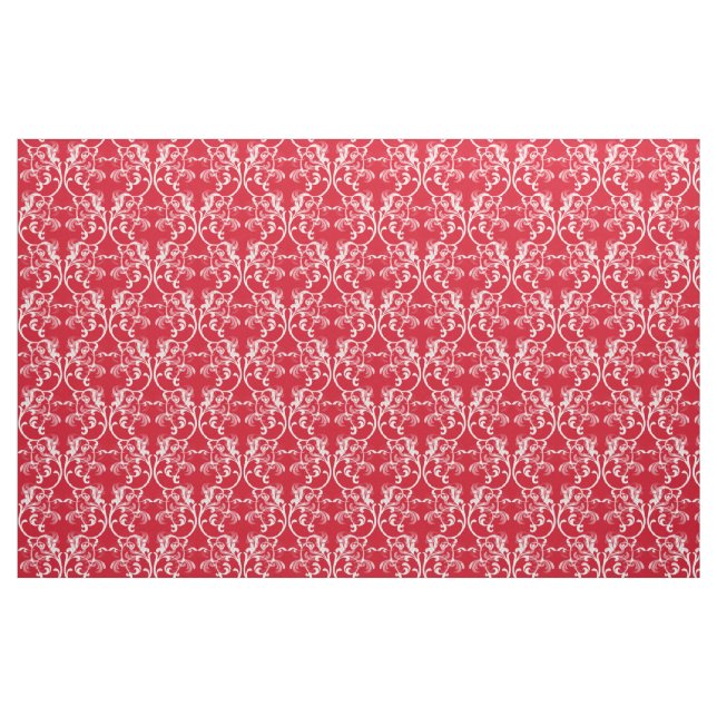 Tela de patrón de damasco parisino rojo blanco ("Cuarto gordo" (fat quarter))