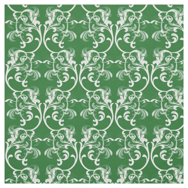 Tela de patrón de Damasco parisino verde blanco (Retal)
