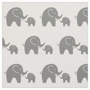 Tela de patrón de elefante de bebé gris suave text