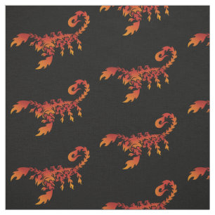 Tela de patrón de escorpión de llamas