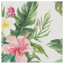 Tela de patrón de flores tropicales acuarela